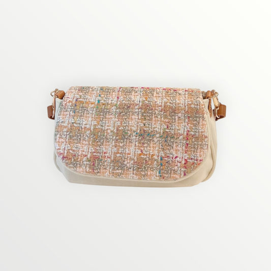 Beige Tweed Saddle Bag