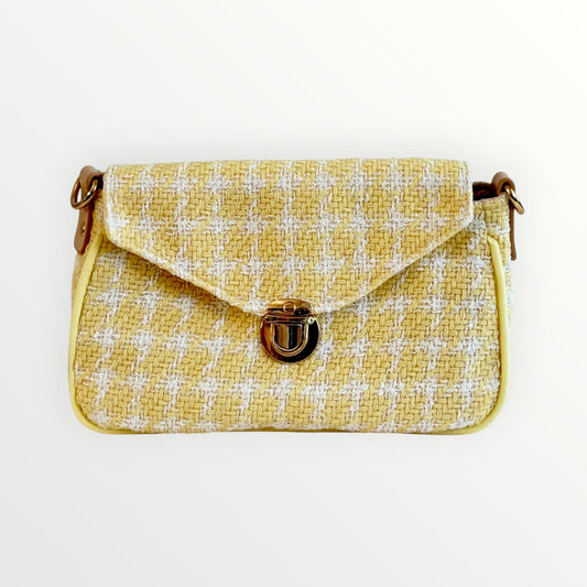 Yellow Houndstooth Tweed Bag