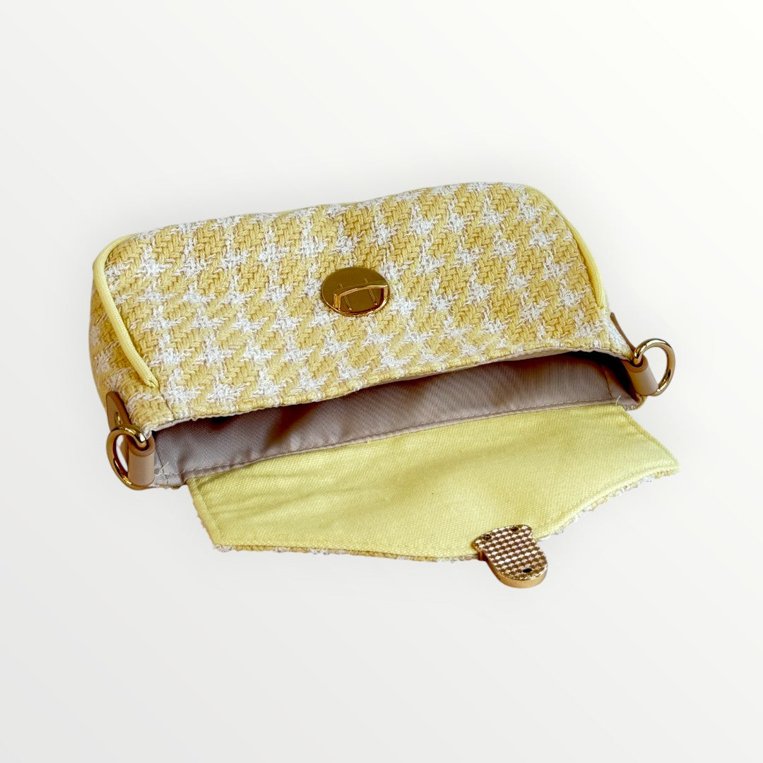 Yellow Houndstooth Tweed Bag