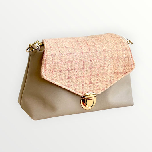 Blush Tweed Mini Crossbody Envelope Bag
