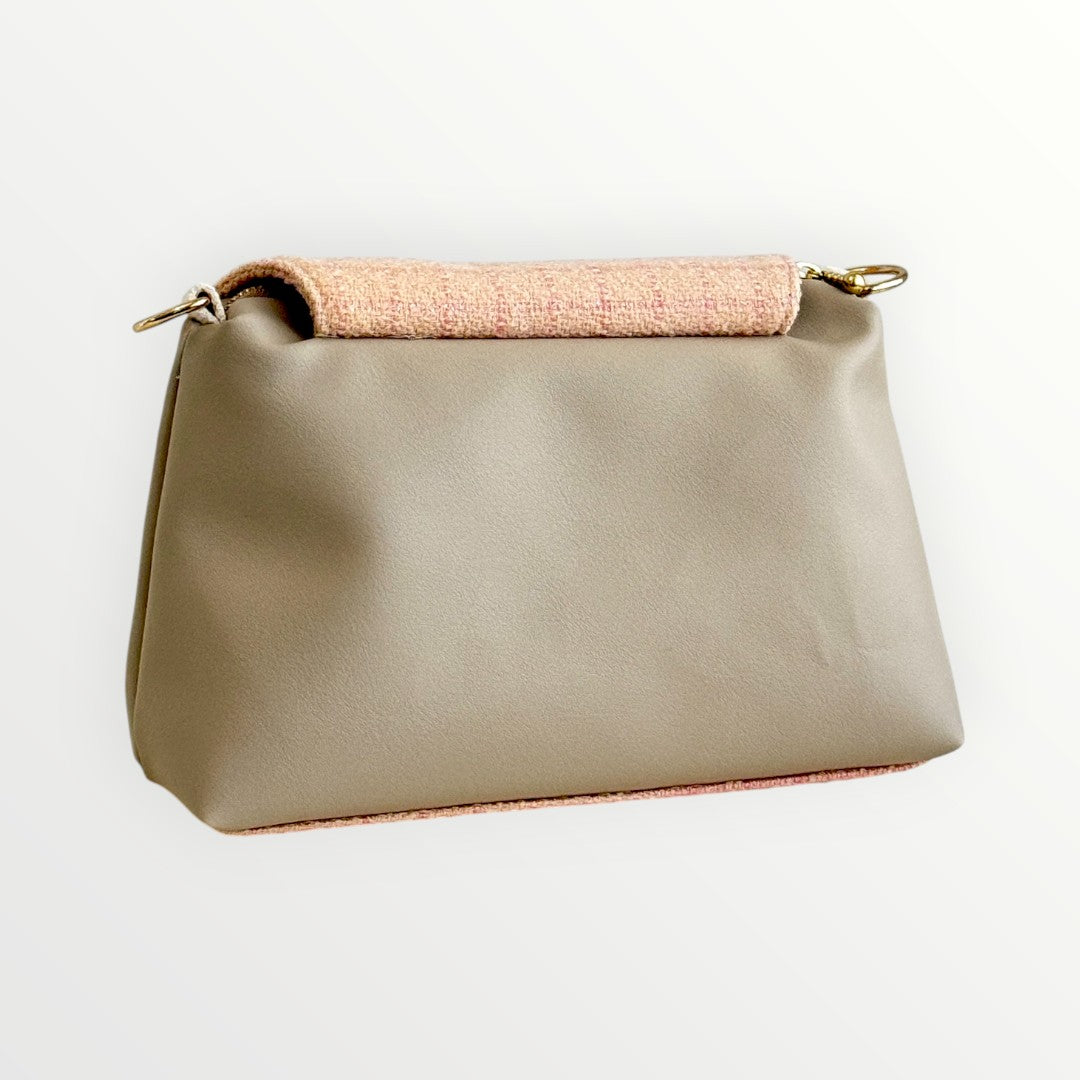 Blush Tweed Mini Crossbody Envelope Bag