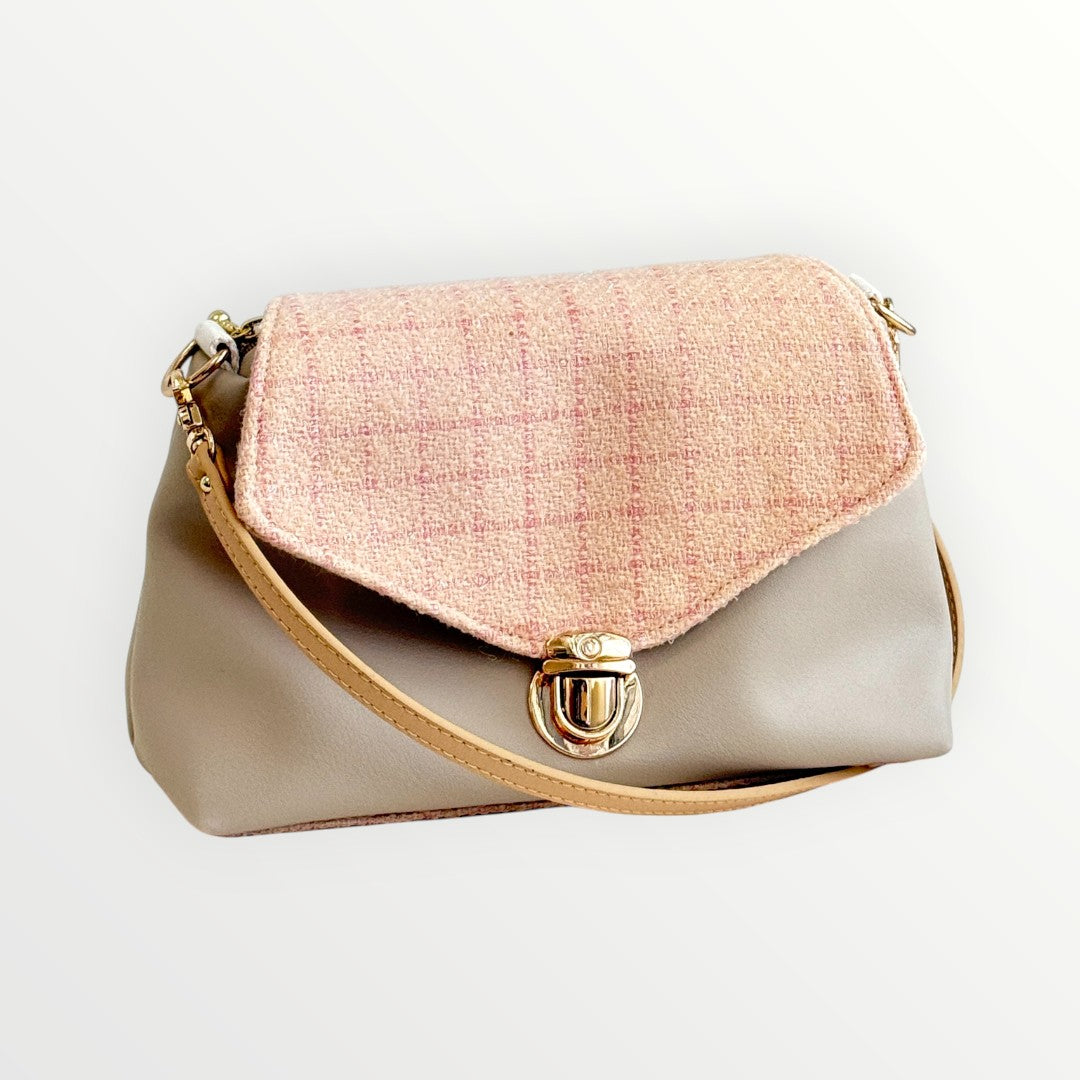 Blush Tweed Mini Crossbody Envelope Bag