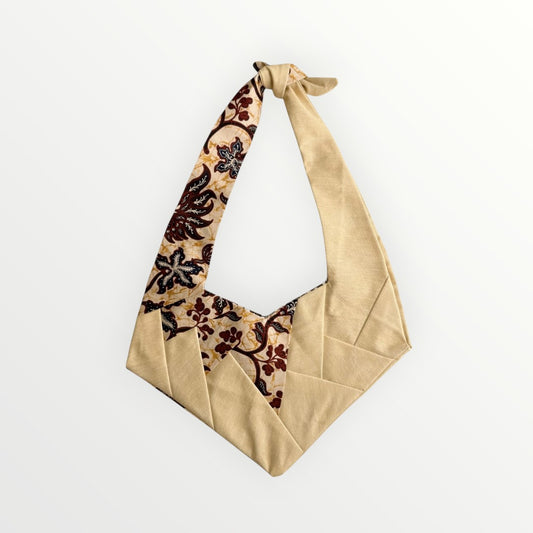 Yellow Batik Origami-Inspired Heart Bag