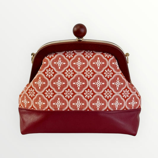 Maroon Begonia Glass Kiss-Lock Bag