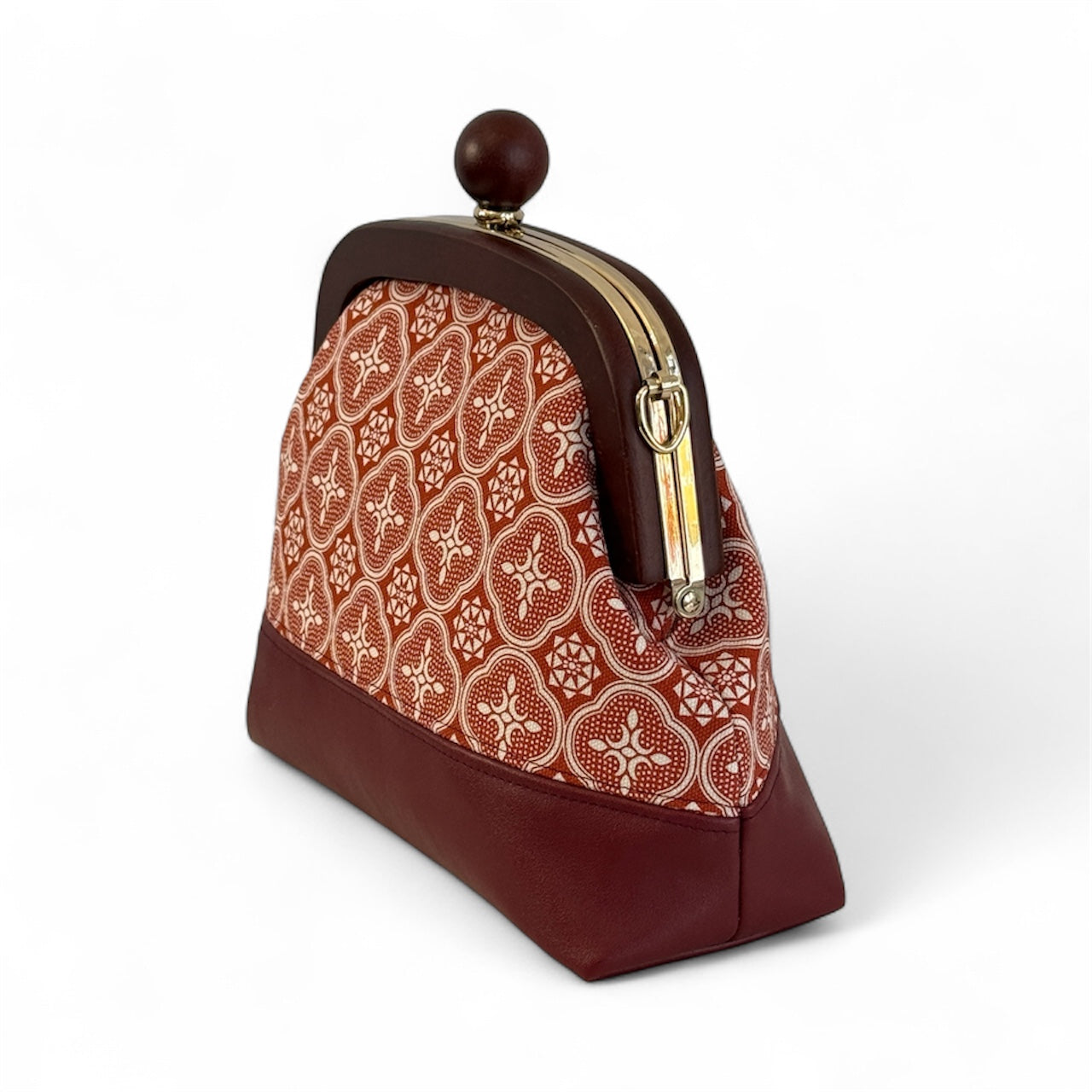 Maroon Begonia Glass Kiss-Lock Bag