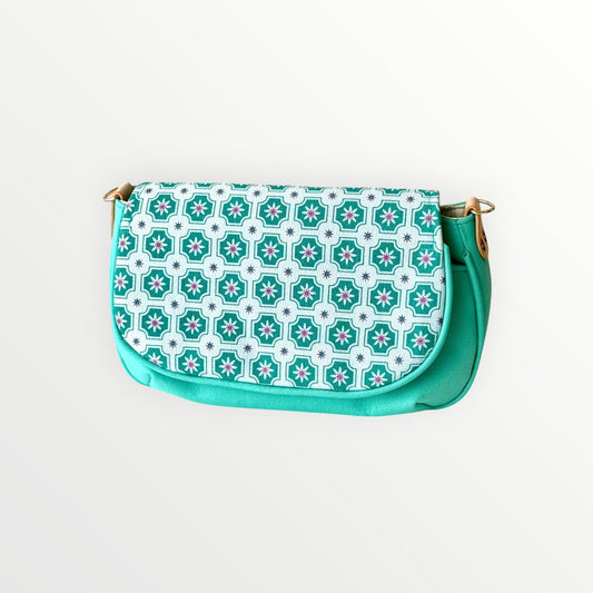 Green Vintage Tiles Saddle Bag