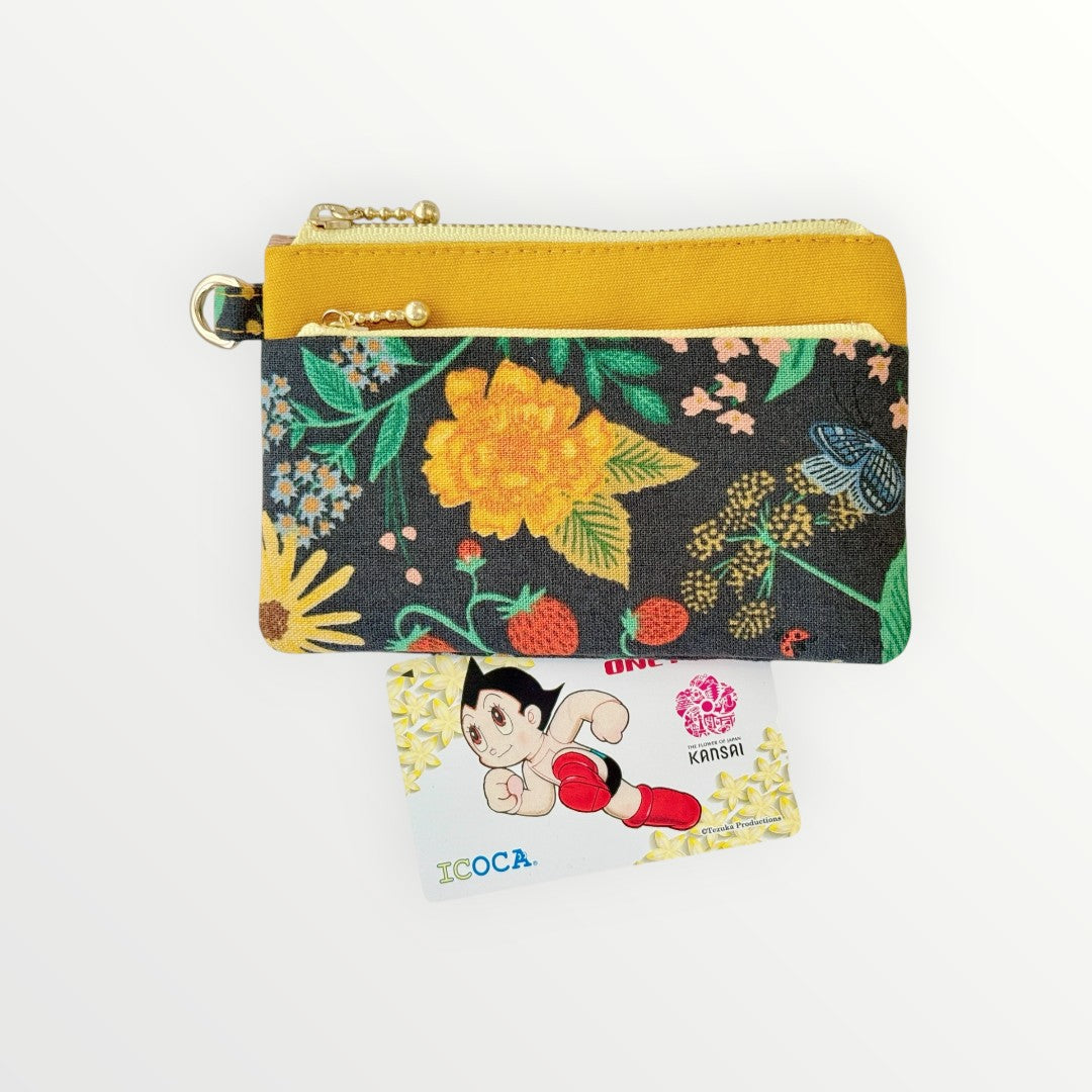 Poppy Flower Dual-Zip Coin & Card Pouch