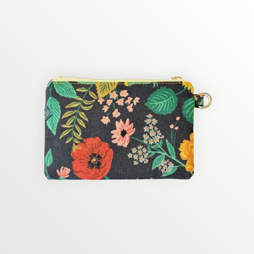 Poppy Flower Dual-Zip Coin & Card Pouch