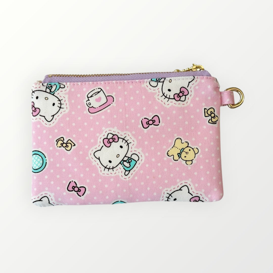 Pink Kitty Dual-Zip Coin & Card Pouch