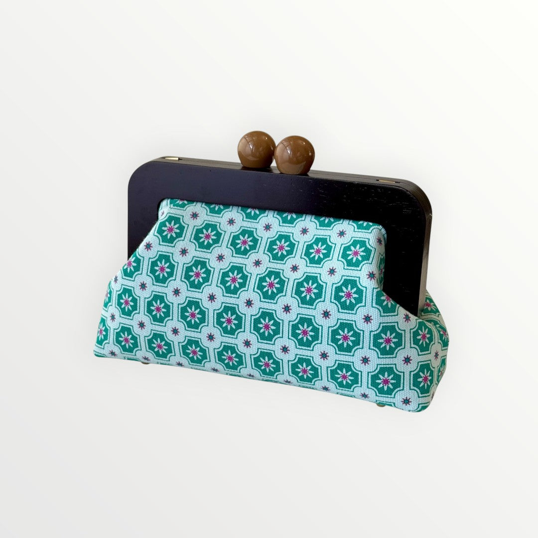 Green Vintage Tiles Mini Kiss-Lock Bag