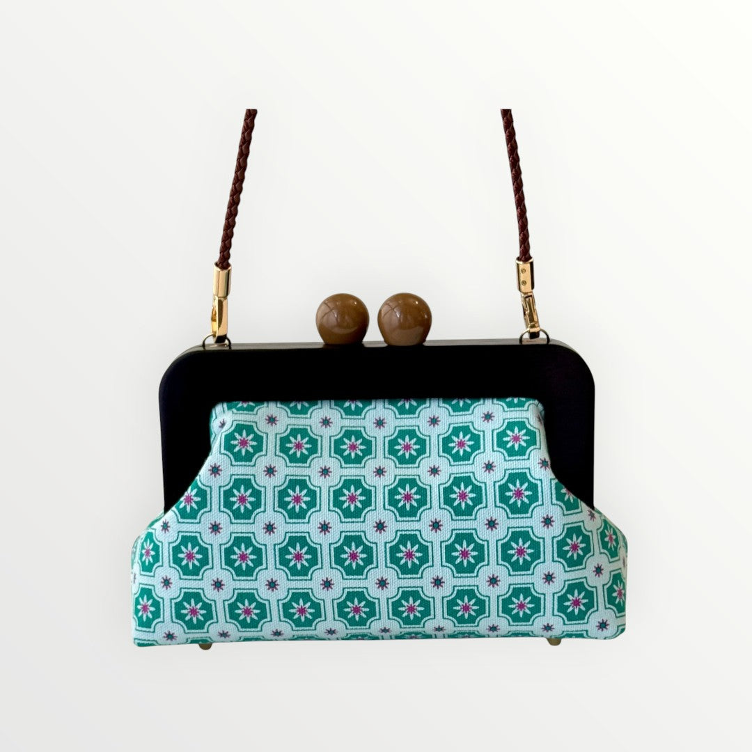 Green Vintage Tiles Mini Kiss-Lock Bag