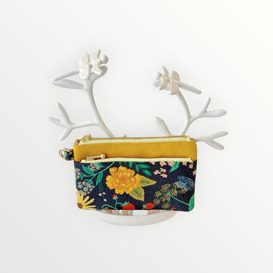 Poppy Flower Dual-Zip Coin & Card Pouch